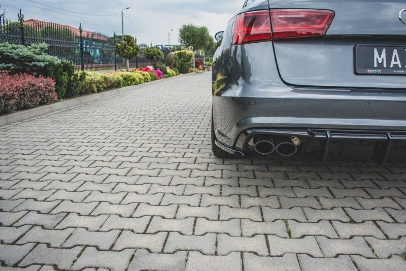 Achterzij Spoilers Audi S6 / A6 S-Line C7 FL Glanzend Zwart