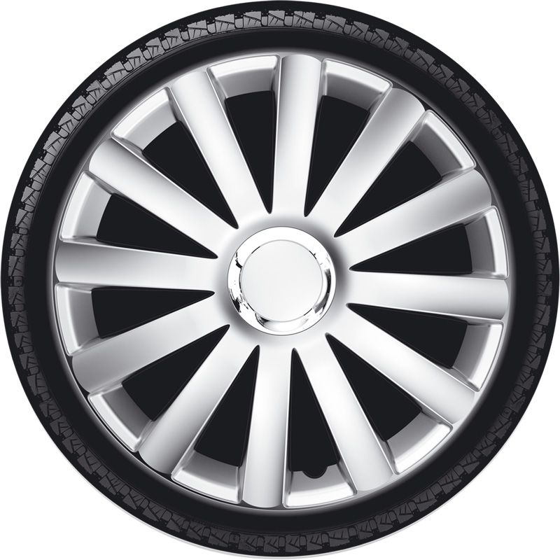 4-Delige Wieldoppenset Spyder 17-inch zilver + chroom ring