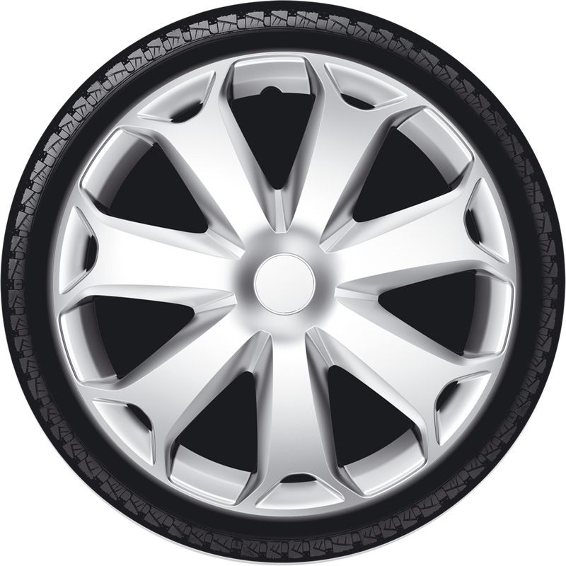 4-Delige Wieldoppenset Mega 15-inch zilver