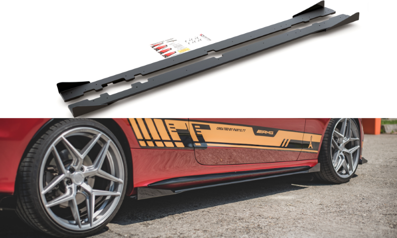 Race zijskirts + rand Mercedes AMG C43 Coupé C205 Maxton Design zwart