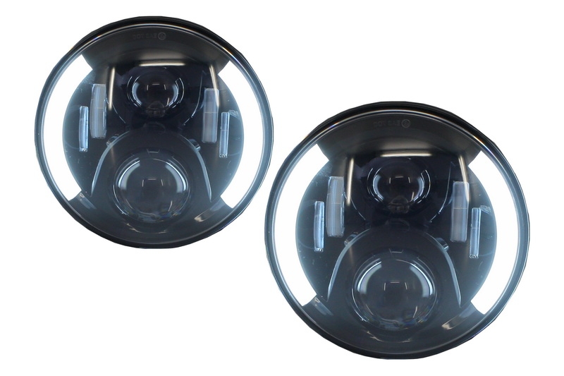 Koplampen JEEP Wrangler JK (2007-2017) VW Golf I / II / Kafer / Defender LED CREE Zwart