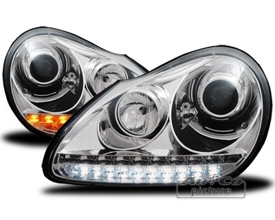 Koplampen Porsche Cayenne Xenon LED DRL Chroom