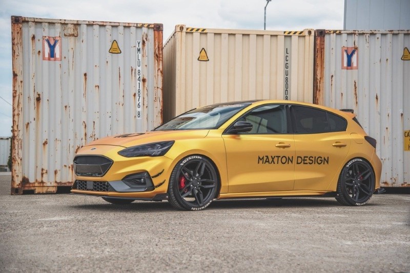 Duurzame Zijskirts Diffusers + Kleppen Ford Focus ST / ST-Line Mk4 (Racing) Glanzend Zwart