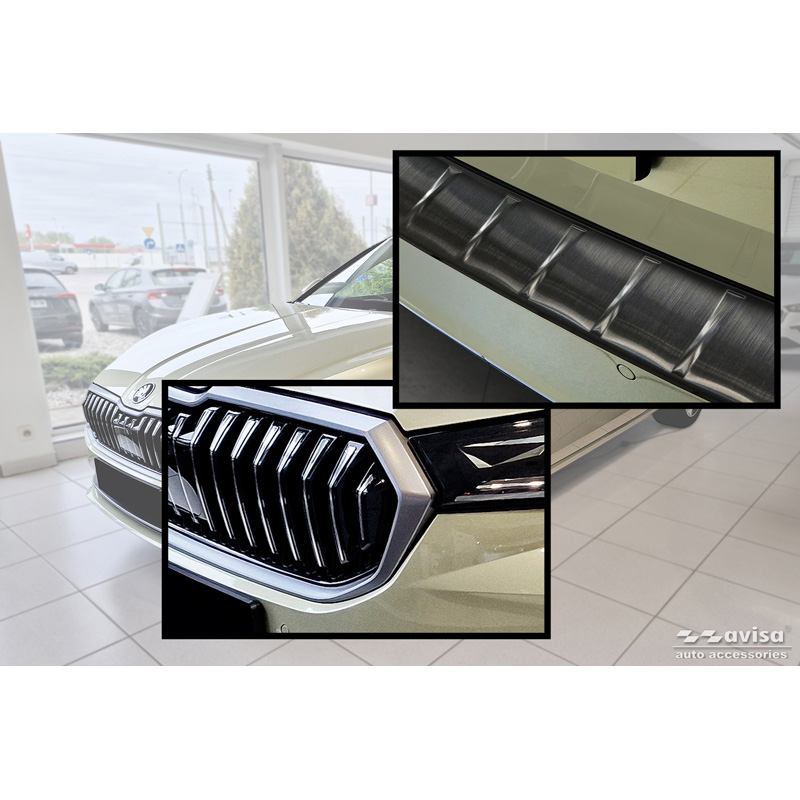 Zwart RVS Achterbumperprotector  Skoda Superb IV Combi 2023- 'Ribs'