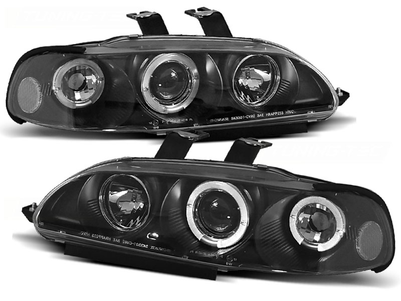 Koplampen Honda Civic 92-95 2/3 deurs Angel Eyes Zwart