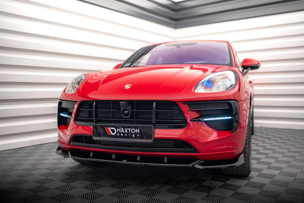 Voorspoiler Porsche Macan GTS / Sport Design Mk1 Facelift Maxton Glans Zwart