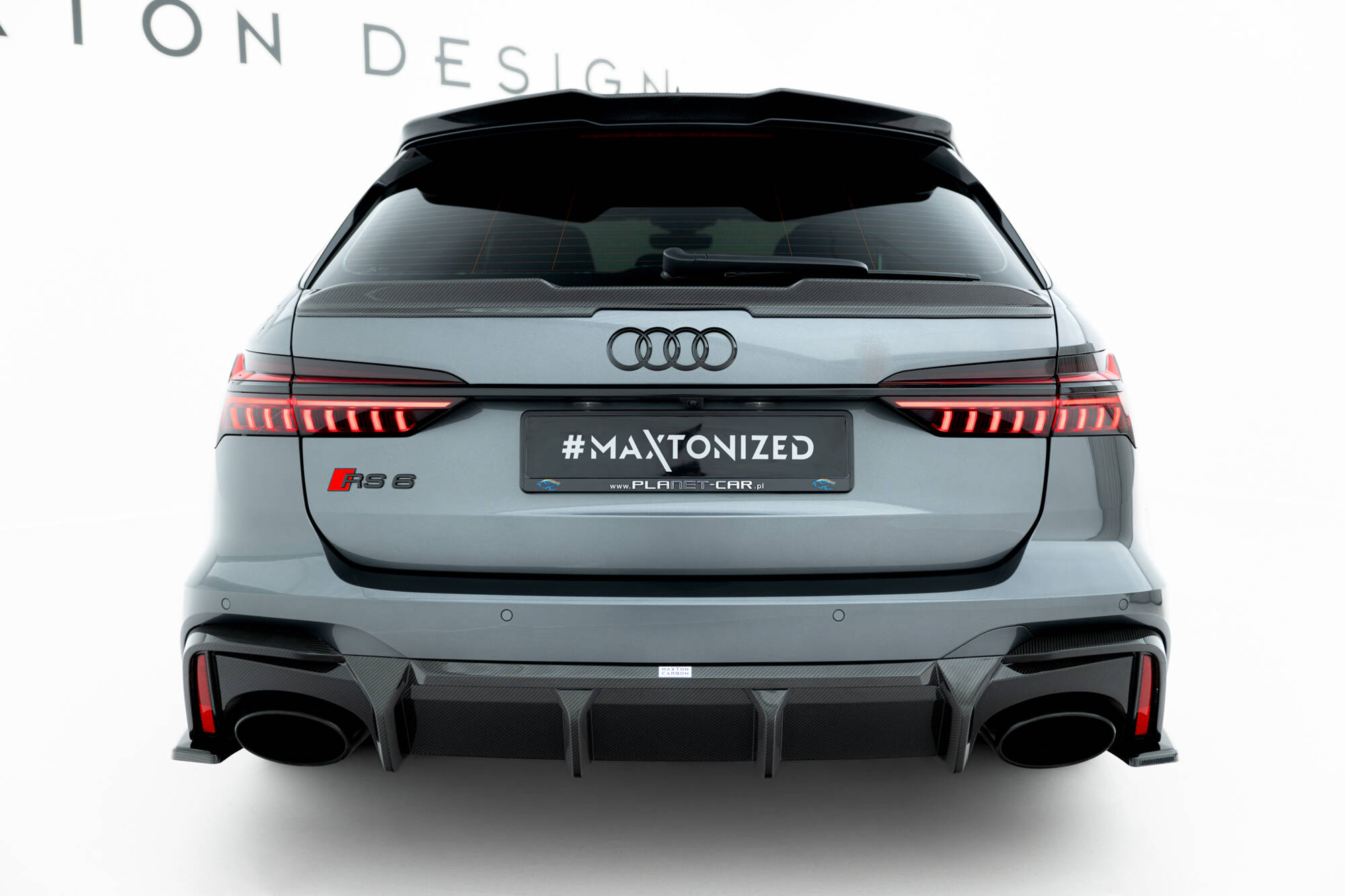 Carbon Fiber Achter Diffuser Audi RS6 C8 Maxton Glanzend zwart
