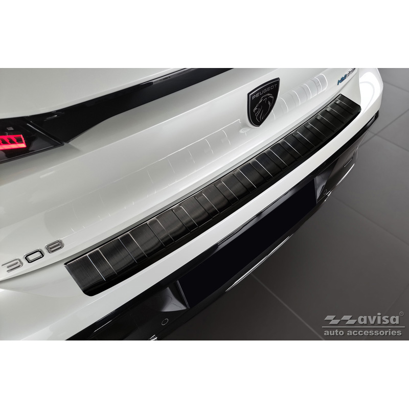 Zwart RVS Achterbumperprotector  Peugeot 308 III HB 2021- 'Ribs'