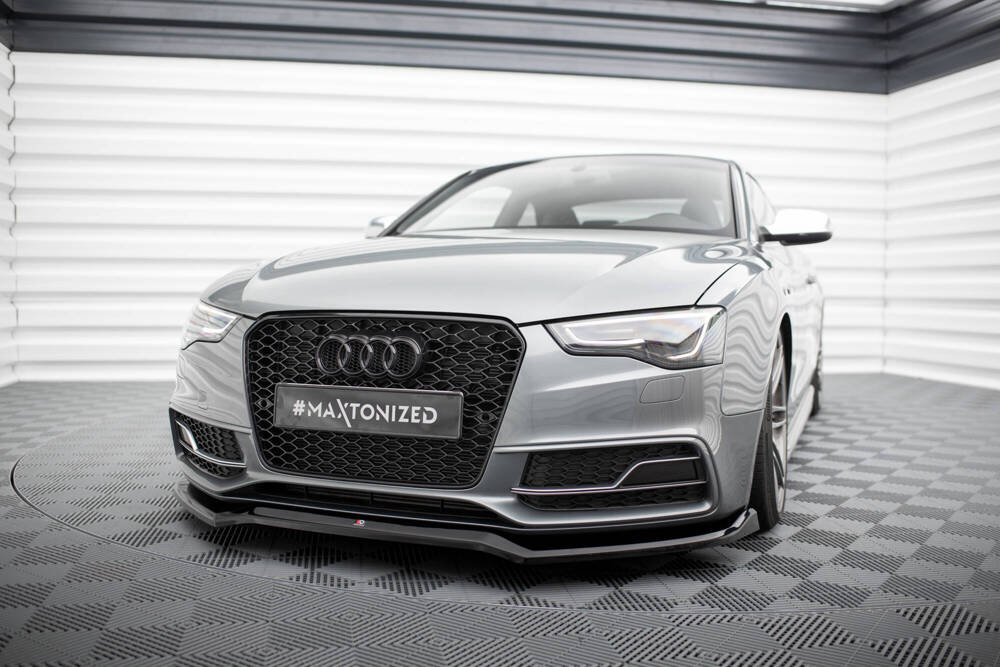 Voorspoiler V.4 Audi A5 S-Line / S5 8T Coupe / Sportback FL Maxton Glans Zwart