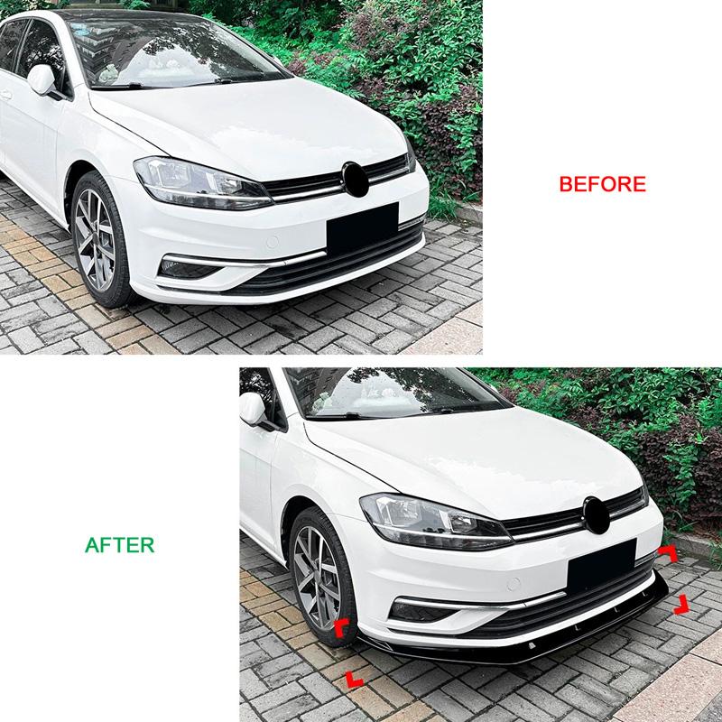 Voorspoilerlip  Volkswagen Golf VII (7.5) 2017-2019 excl. GTi/GTD/R/R-Line (Glanzend Zwart ABS)