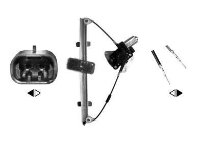 raammechanisme, 4/5 drs, incl motor, voorportier, rechts Nissan