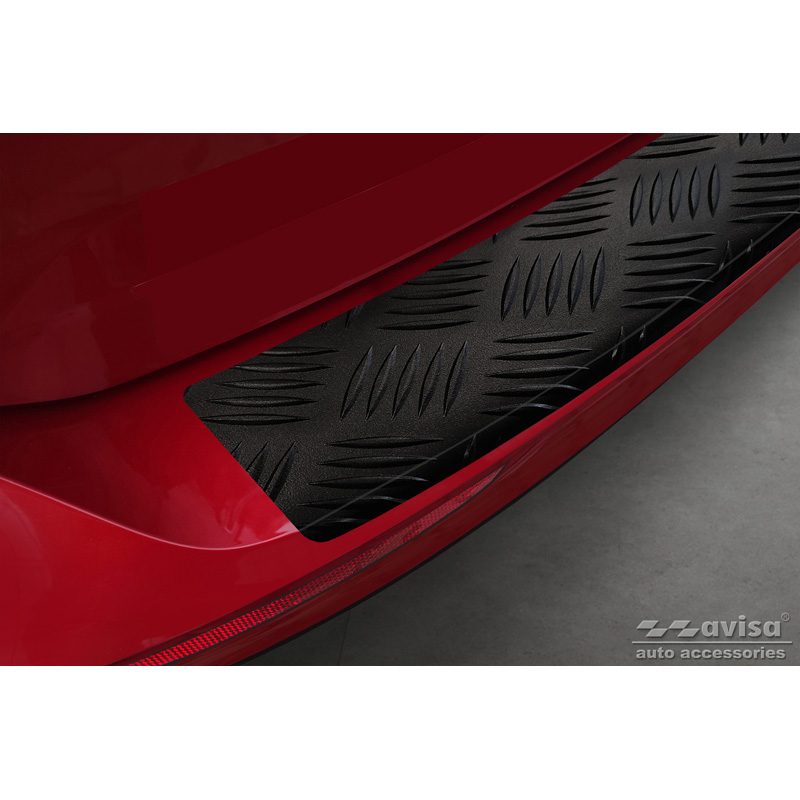 Matzwart Aluminium Achterbumperprotector  Volvo V60 II 2018- incl. Cross Country & R-Design 'Riffled Plate'