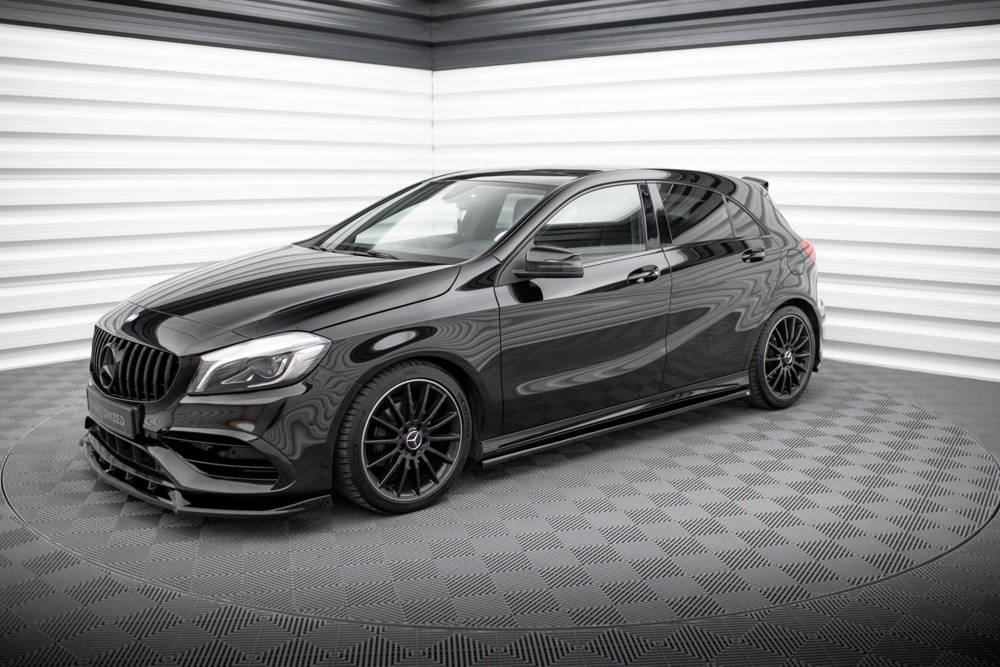 Zijskirts Mercedes A Klasse AMG Line / A45 AMG W176 Maxton Glans Zwart