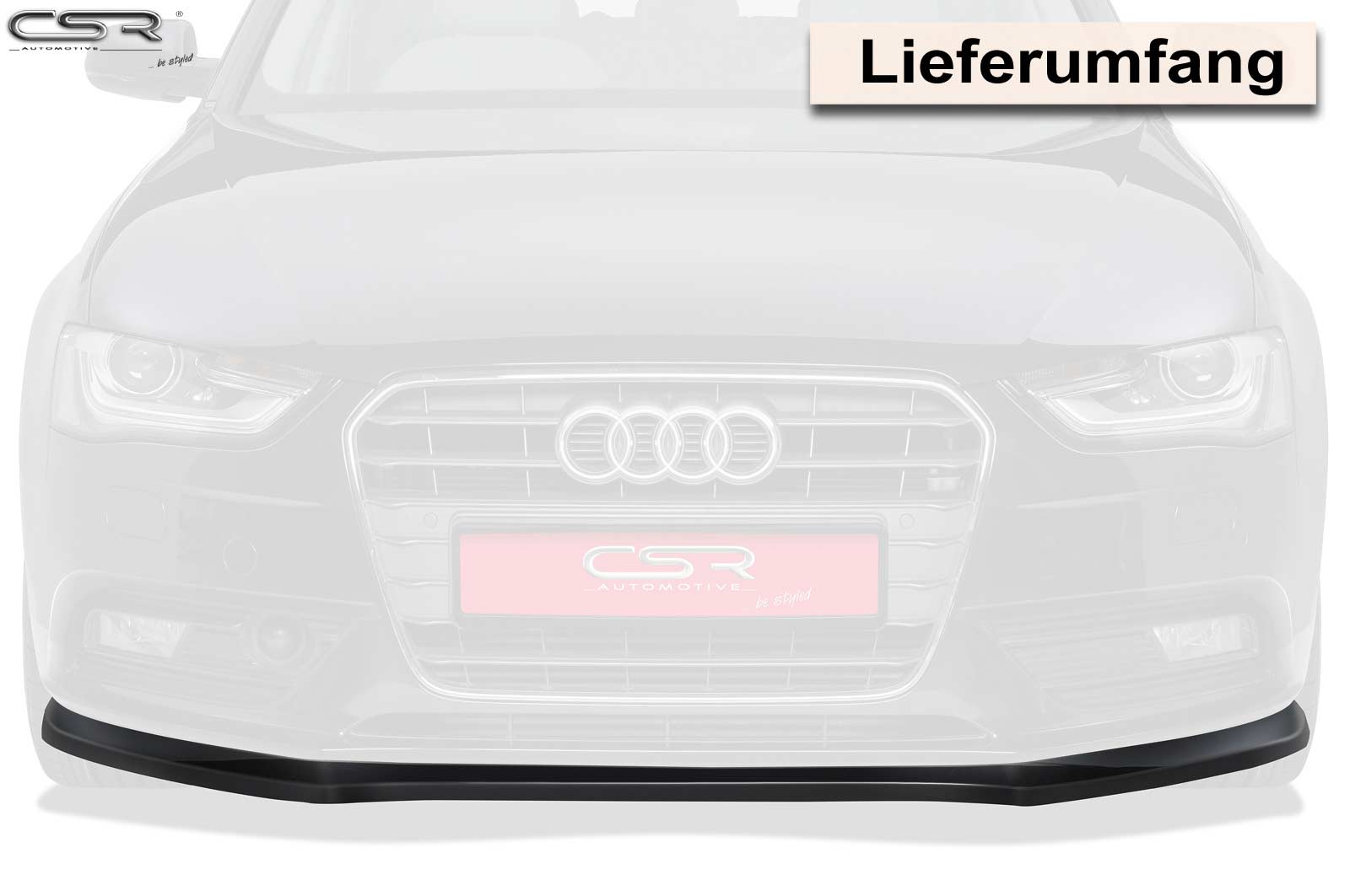 Voorspoiler Audi A4 B8 Glans Zwart – 11/2011–2015