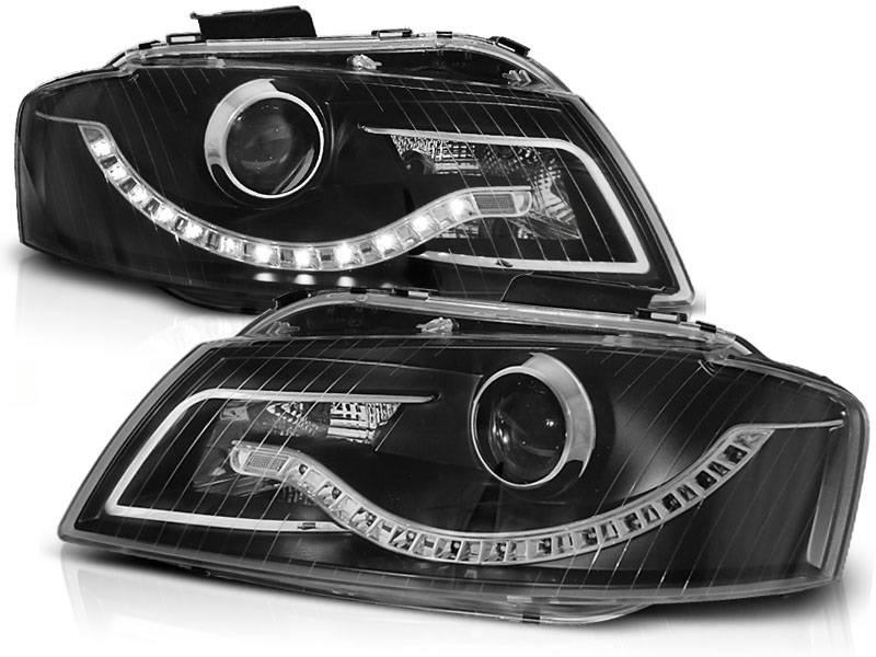 Koplampen Audi A3 8P LED Devil Eyes real daylight 03-08 zwart