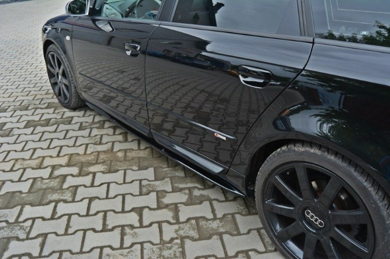 Zijskirts Audi S4 / A4 / A4 S-Line B6 / B7 Glanzend Zwart
