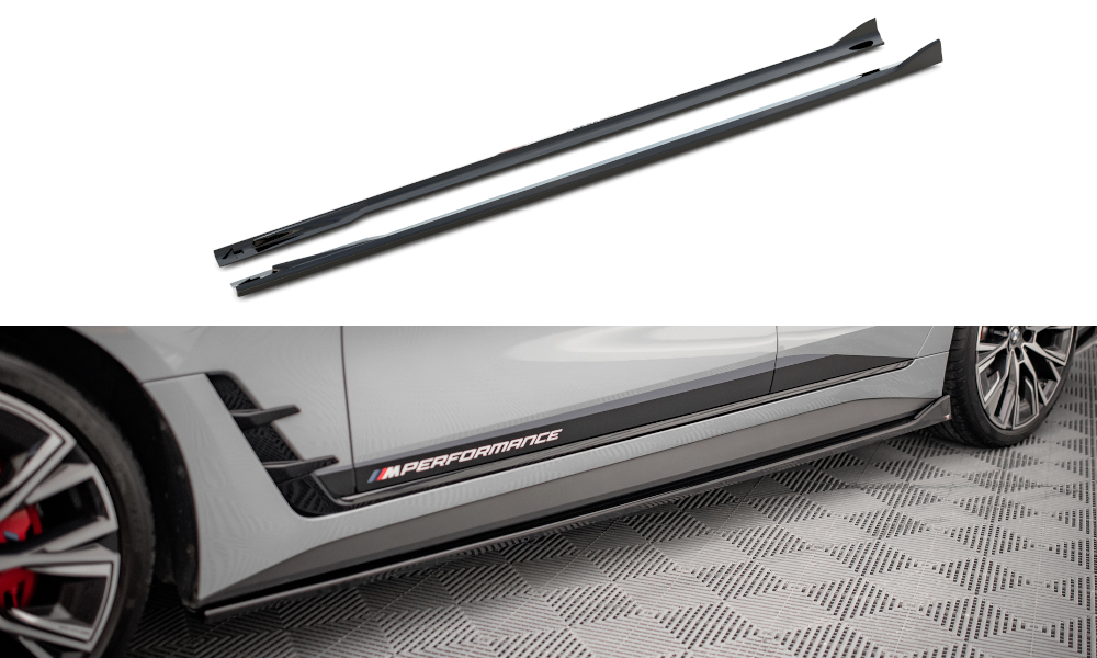 Zijskirts V.2 BMW 4 Serie Gran Coupe M Pakket G26 Maxton Glans Zwart
