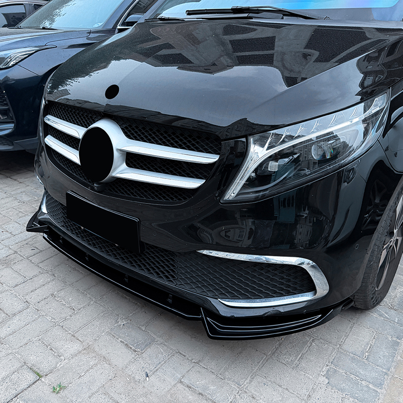 Voorspoilerlip  Mercedes V-Klasse (W447) SE 2019-2023 (Glanzend Zwart ABS)