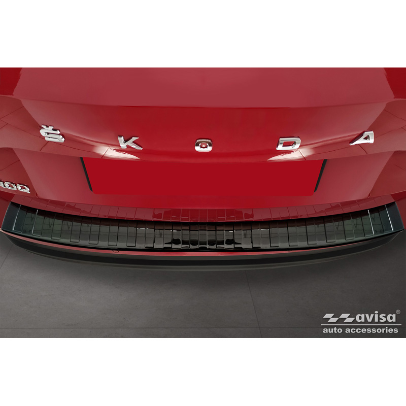 Zwart-Chroom RVS Achterbumperprotector  Skoda Karoq Facelift incl. Sportline 2022- 'Ribs'
