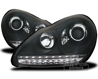 Koplampen Porsche Cayenne Xenon LED DRL zwart