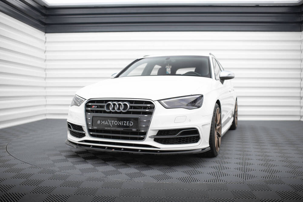 Voorspoiler V.1 Audi S3 / A3 S-Line 8V Sportback / Hatchback Maxton Glans Zwart