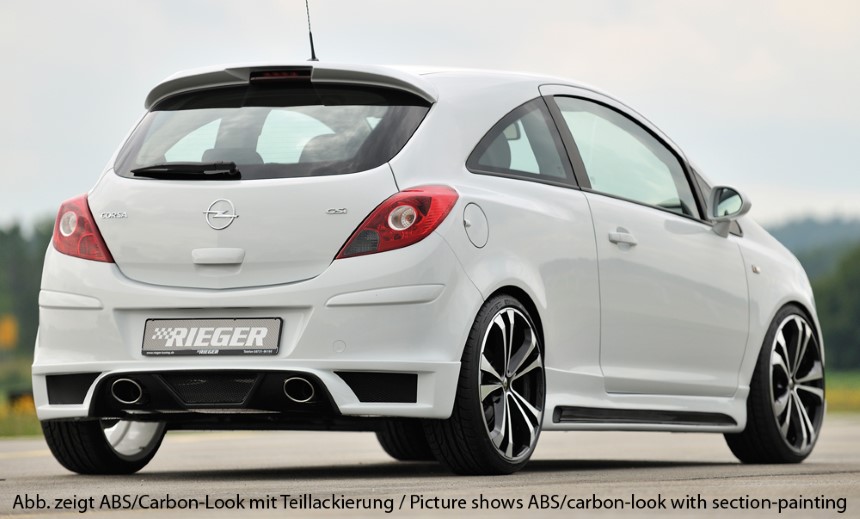 Diffuser Opel Corsa D Rieger carbon-look uitlaat links + rechts