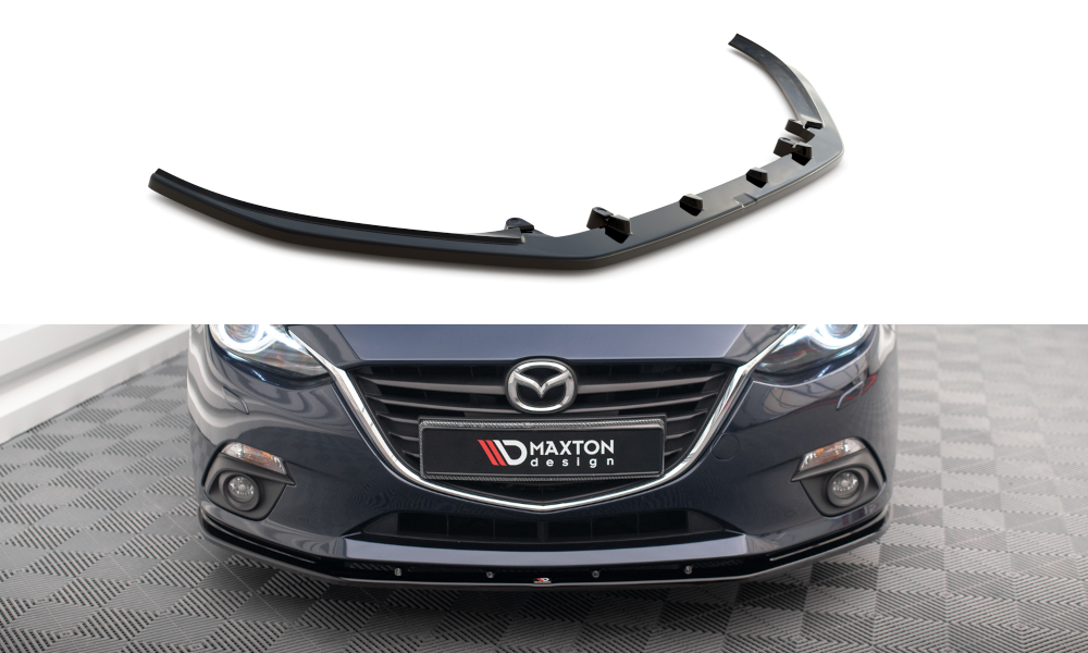 Voorspoiler Mazda 3 Mk3 2013 - 2016 Maxton Glans Zwart
