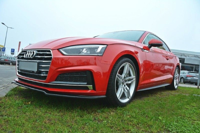 Voorspoiler Audi S5 / A5 S-Line F5 Coupe / Sportback V.1 Glanzend Zwart