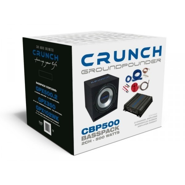 Crunch Bass Pakket CBP500 – Subwoofer, Versterker & Kabelset