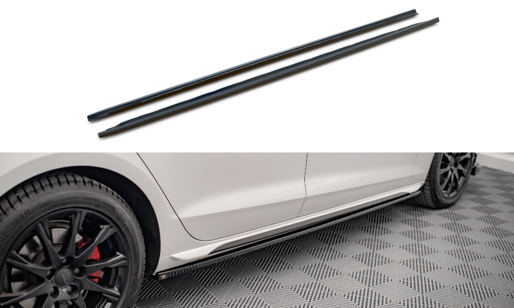 Zijskirts Audi A4 B9 FL Maxton Glans Zwart
