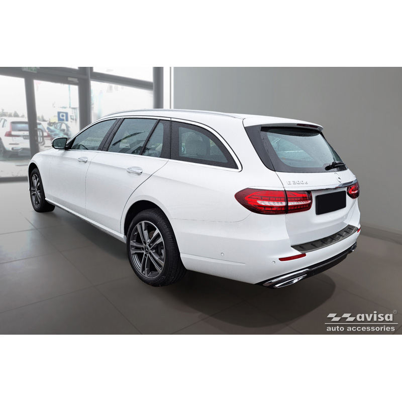 Avisa Zwart RVS Achterbumperprotector  Mercedes E-Klasse Estate S213 2016-2023 (incl. E53 AMG) 'STRONG EDITION'