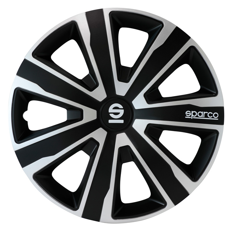 Sparco Wieldoppen Palermo - 16-inch - Zilver/Zwart - Set van 4 stuks