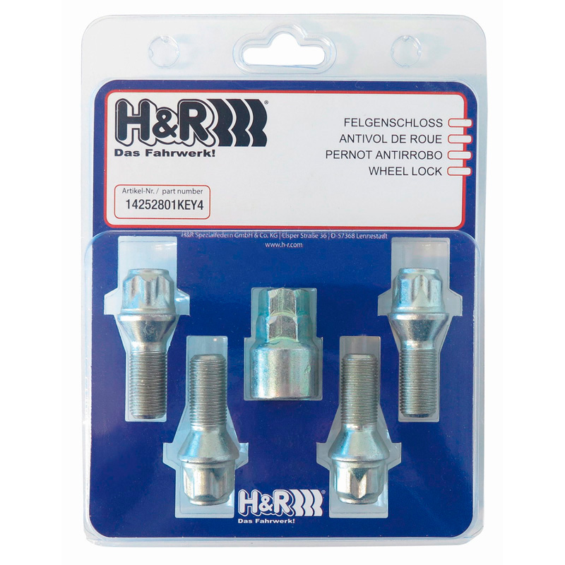 H&R Wielslotenset M12x1.25x26mm konisch - 4 slotbouten incl. adapter