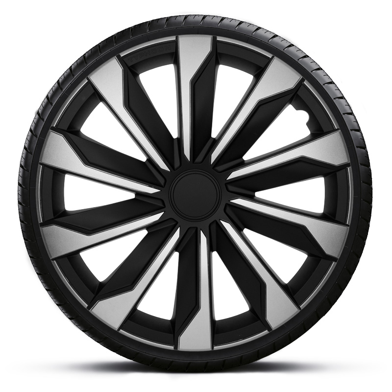 4-Delige Wieldoppenset Typhoon 15-inch zilver/zwart