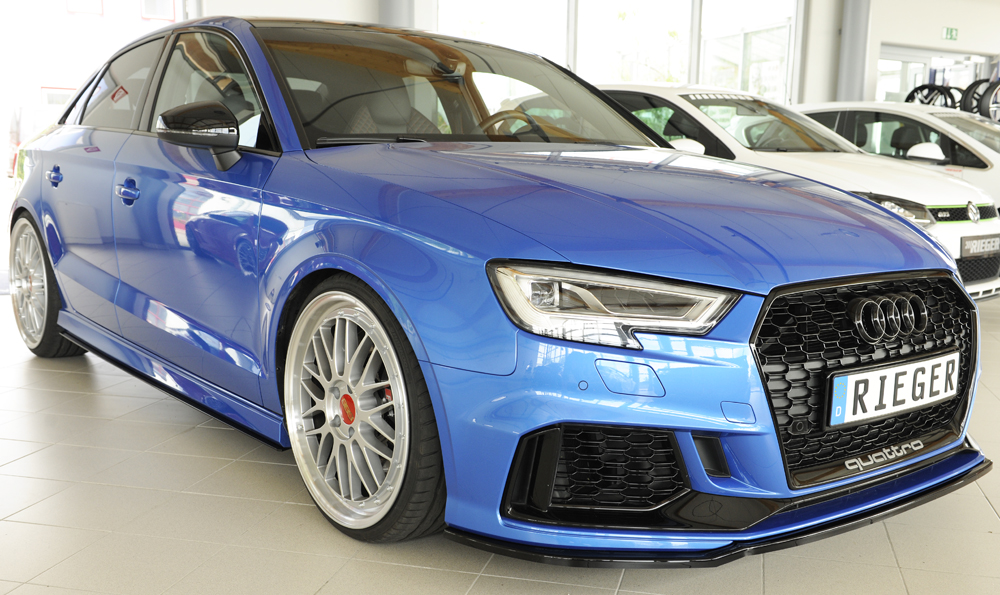 Zijskirts Rieger Audi A3 8V Cabrio S-line Zwart Glans