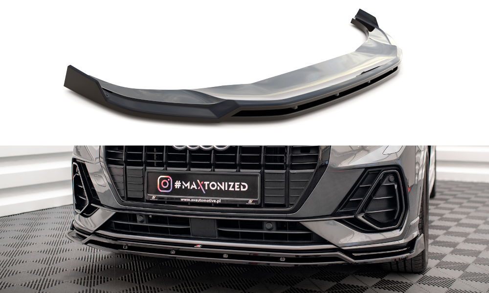 Voorspoiler V.2 Audi Q3 S-Line F3 Maxton Glans Zwart
