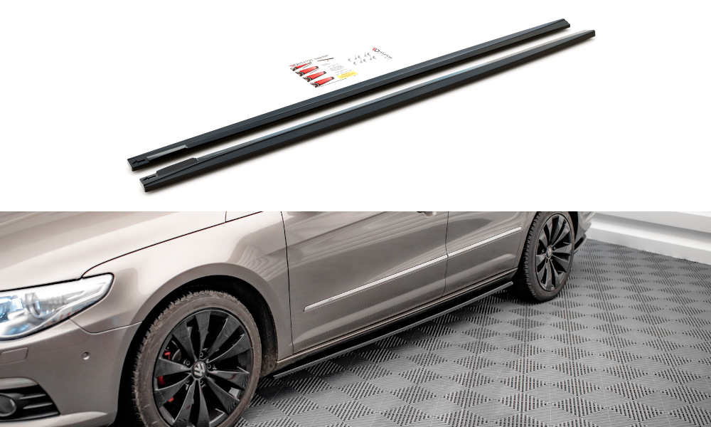 Zijskirts V.2 VW Passat CC Maxton Glans Zwart