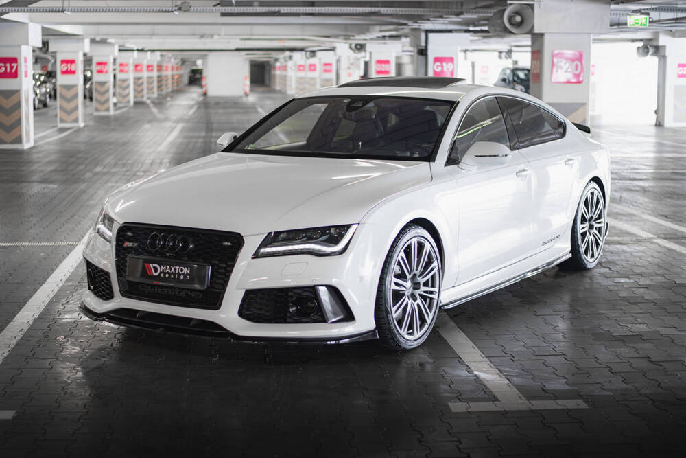 Voorspoiler V.3 Audi RS7 C7 FL Maxton Glans Zwart