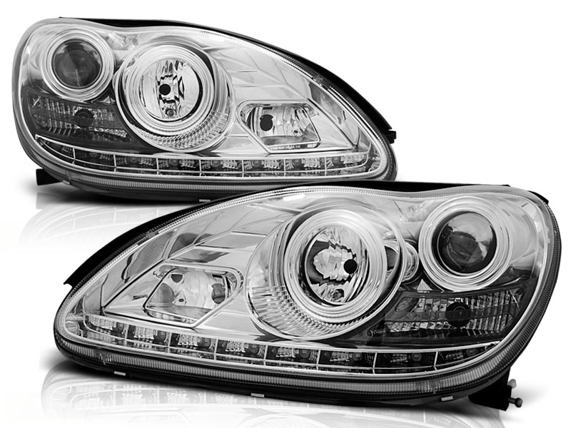 Set Koplampen in DRL-Look  Mercedes-Benz S-Klasse W220 2001-2005 met OE Xenon - Chroom