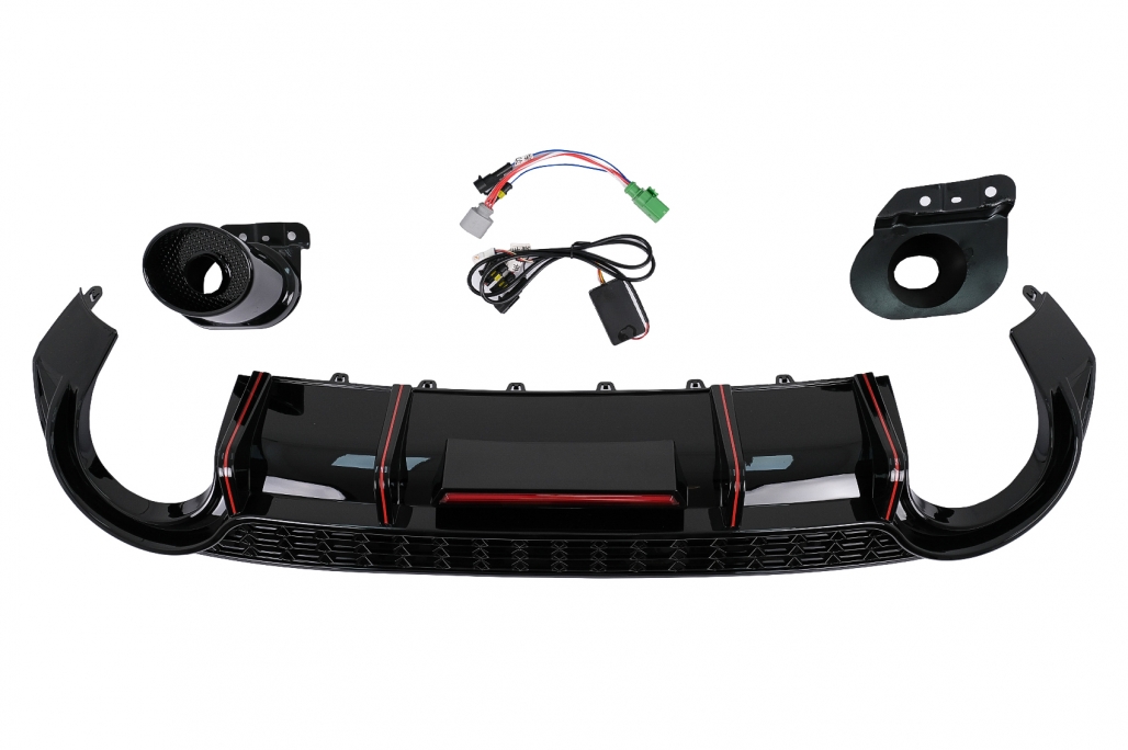Diffuser Audi S3 Sedan 8Y RS-Look Zwart met sierstukken
