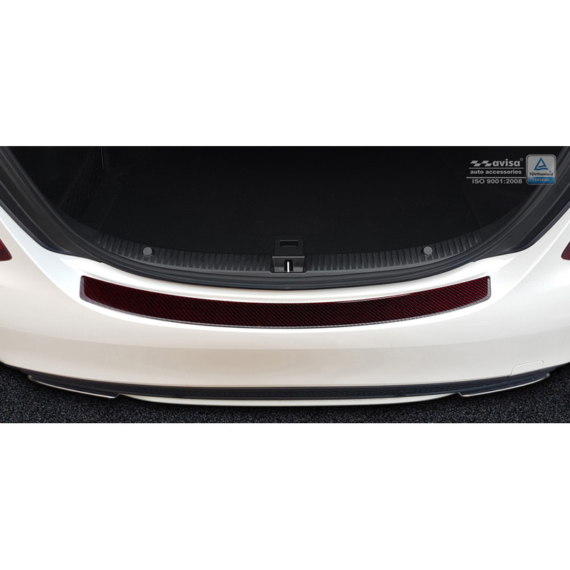 Carbon Achterbumperprotector  Mercedes CLS (C218) 2014-2018 Rood-Zwart Carbon
