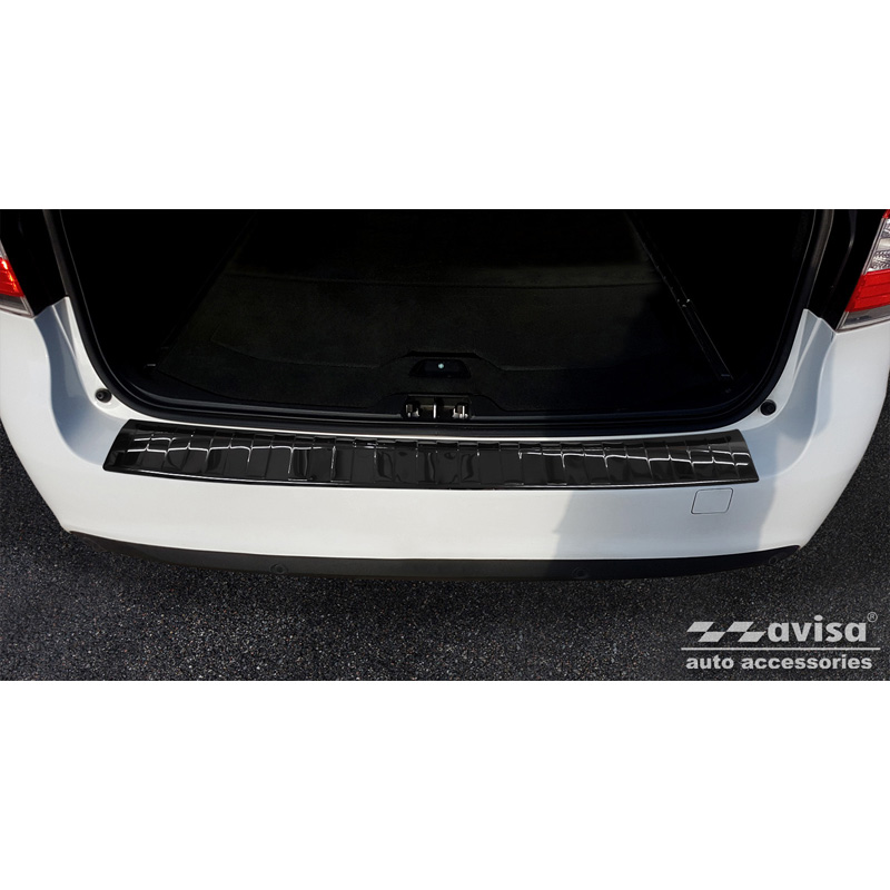 Zwart-Chroom RVS Achterbumperprotector  Volvo V70 Facelift 2013-2016 'Ribs'