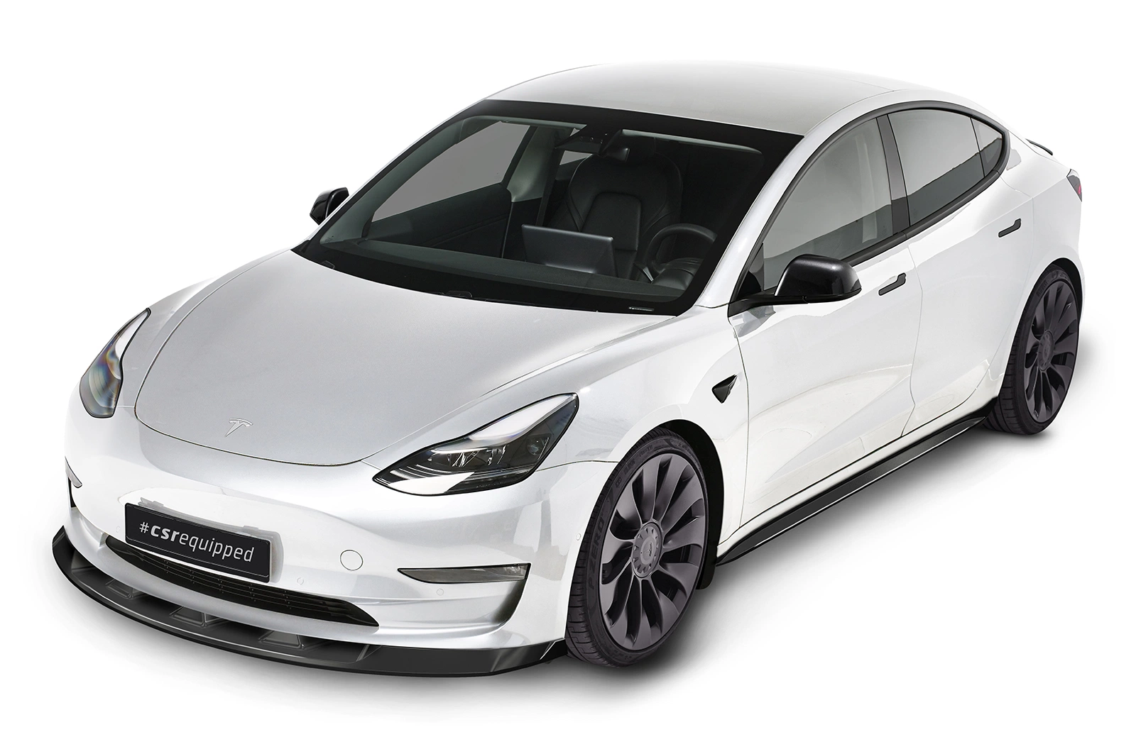 Voorspoiler Tesla Model 3 Glans Zwart – CSR (2017–09/2023 Voor-Facelift)