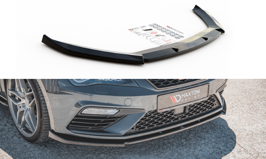 Voorspoiler Seat Leon FR 5F Maxton Design glans zwart V.6