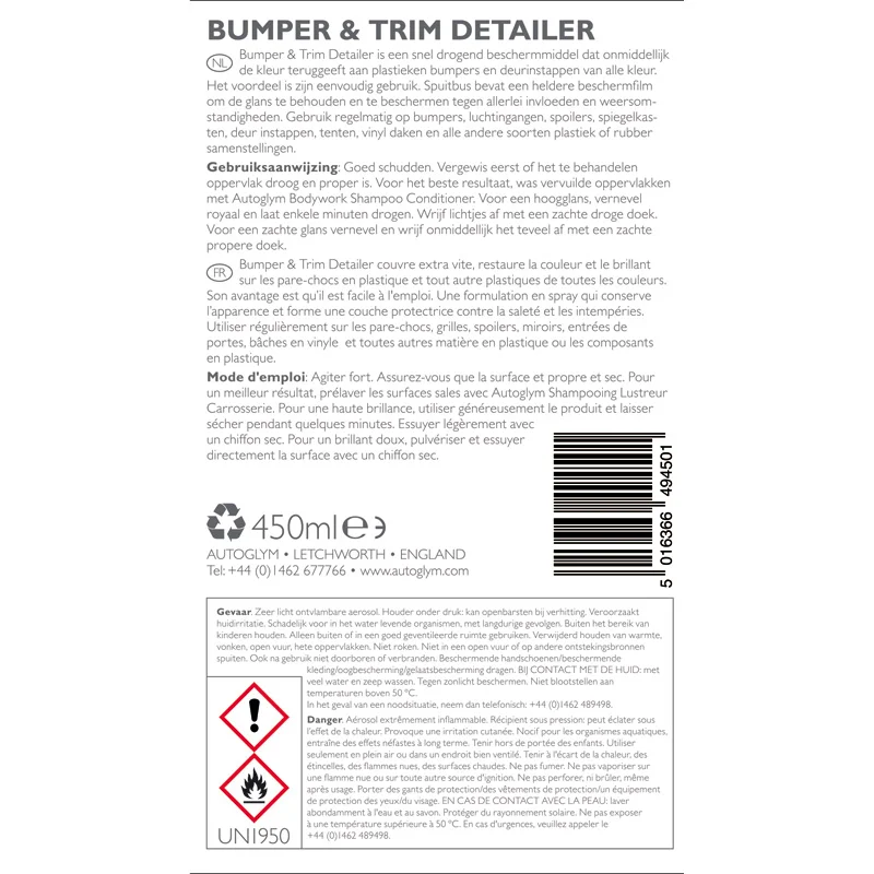 Autoglym Bumper & Trim Detailer Spray 450ml