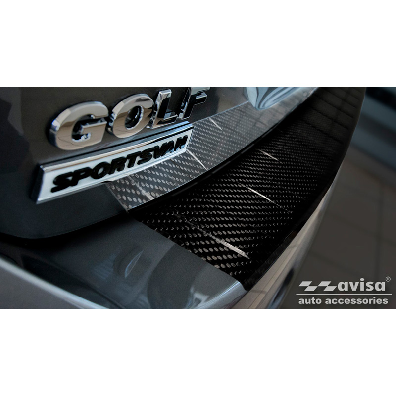 Echt 3D Carbon Achterbumperprotector  Volkswagen Golf Sportsvan 2014-2017 & FL 2017- 'Ribs'