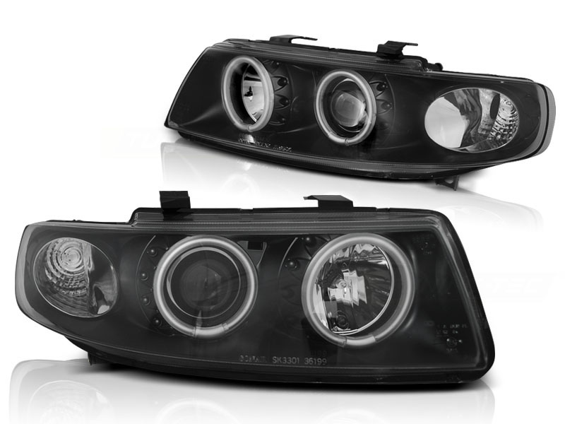 Koplampen Seat Leon/Toledo 99-04 Angel Eyes 2 zwart