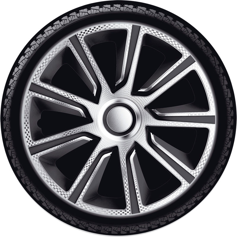 4-Delige J-Tec Wieldoppenset Veron 13-inch zilver/zwart/carbon-look