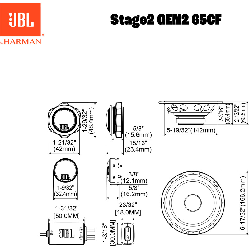JBL Stage 2 65CF 6.5'' (16cm) Compo Set (zonder grill)