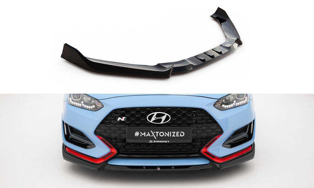 Street Pro Voorspoiler V.2 Hyundai Veloster N MK2 Maxton Glanzend zwart
